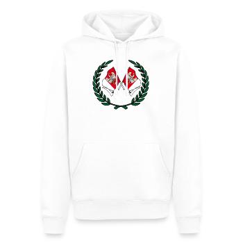 Flags Greater Poland laurel wreath - Men’s Premium Organic Hoodie - white - Front - Nico (187cm)
