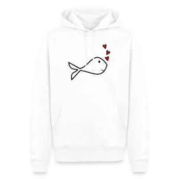 COEUR. MERCI. MAÎTRESSE. MAÎTRE. MERCI MAÎTRESSE. - Sweat à capuche Premium bio Homme - blanc - Devant - Nico (187cm)