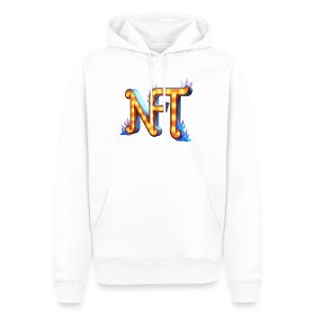 NFT in Lichtern – Leuchtendes Schilderdesign - Männer Premium Bio Hoodie - Weiß - Vorne - Nico (187cm)