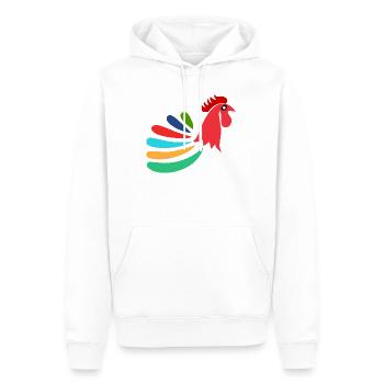 COQ. CHEVAL. POULE. COQ. ANIMAL. OISEAU. LICORNE. - Sweat à capuche Premium bio Homme - blanc - Devant - Nico (187cm)