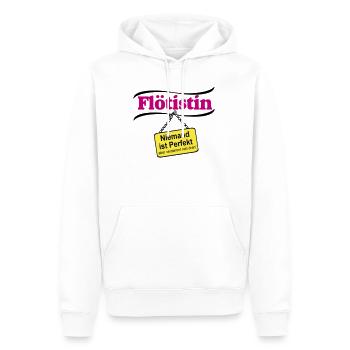 Flötistin Pink – Niemand ist Perfekt - Männer Premium Bio Hoodie - Weiß - Vorne - Nico (187cm)