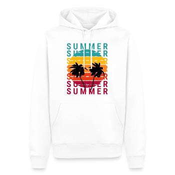 Sommerlicher Sonnenuntergang mit Palmen - Männer Premium Bio Hoodie - Weiß - Vorne - Nico (187cm)