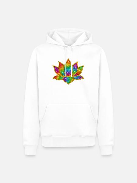Funkelnder Lotus in Regenbogenfarben - Männer Premium Bio Hoodie - Weiß