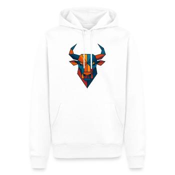 Stierkopf | Stier Print / Druck / Design - Männer Premium Bio Hoodie - Weiß - Vorne - Nico (187cm)
