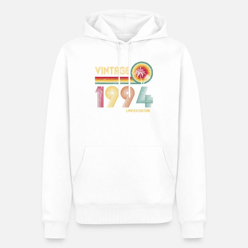 Millésime 1994 Edition Limitée Sunset Palm - Sweat à capuche Premium bio Homme - blanc