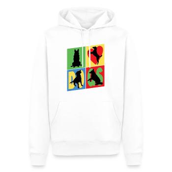 Chiens que j'aime Silhouettes de chiens Maman chien Papa chien - Sweat à capuche Premium bio Homme - blanc - Devant - Nico (187cm)