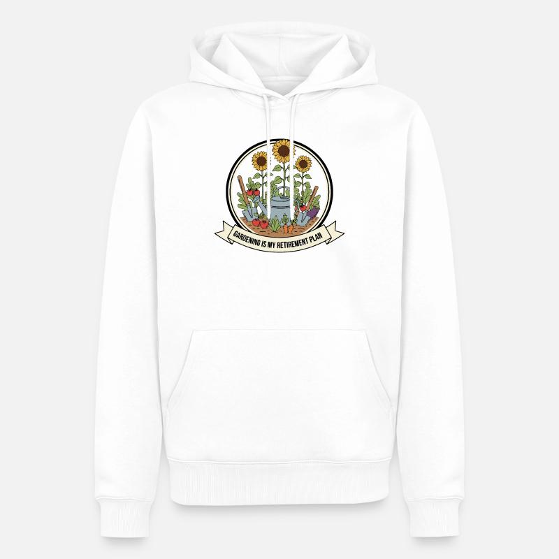 Jardinage Mon plan de retraite - Sweat à capuche Premium bio Homme - blanc