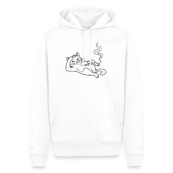 Chillende Katze mit Zigarre – Humorvolles Design - Männer Premium Bio Hoodie - Weiß - Vorne - Nico (187cm)