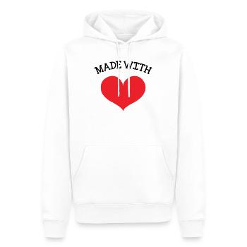 Made with Love – Baby – Babyparty-Geschenk - Männer Premium Bio Hoodie - Weiß - Vorne - Nico (187cm)