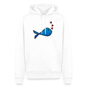 FISCH. VALENTINSTAG. HERZ. ICH LIEBE DICH. ICH LIEBE - Männer Premium Bio Hoodie - Weiß - Vorne - Nico (187cm)