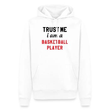 Trust me I am a basketball player - Sweat à capuche Premium bio Homme - blanc - Devant - Nico (187cm)