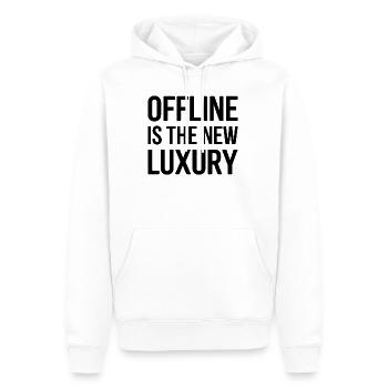 Le mode hors ligne est le nouveau luxe – un t-shirt minimaliste en texte - Sweat à capuche Premium bio Homme - blanc - Devant - Nico (187cm)