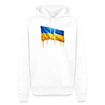 Drapeau ukrainien dégoulinant - Sweat à capuche Premium bio Homme - blanc - Devant - Nico (187cm)
