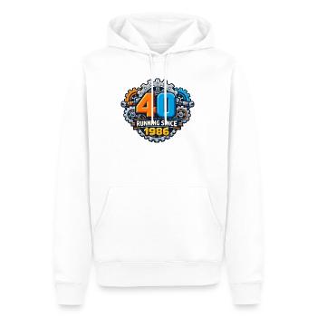 40 ans de carrière depuis 1986 - Sweat à capuche Premium bio Homme - blanc - Devant - Nico (187cm)