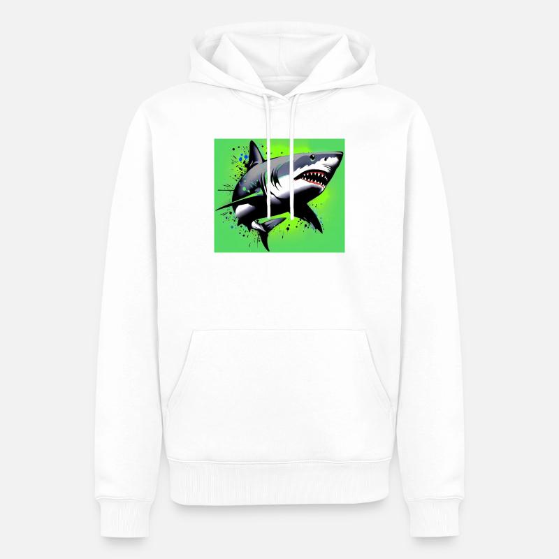 Requin - Sweat à capuche Premium bio Homme - blanc