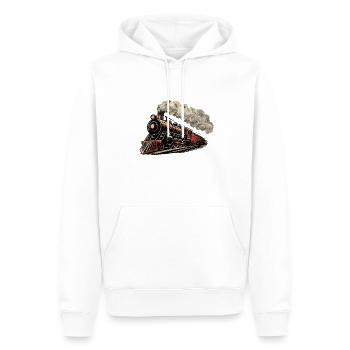 Locomotive à vapeur vintage en train rétro accéléré - Sweat à capuche Premium bio Homme - blanc - Devant - Nico (187cm)
