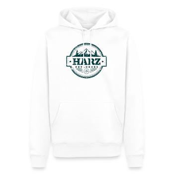 Resin Explorers | Vintage Adventure Badge - Men’s Premium Organic Hoodie - white - Front - Nico (187cm)