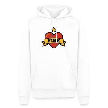 Feuerwehr Herz Fire Wappen - Männer Premium Bio Hoodie - Weiß - Vorne - Nico (187cm)