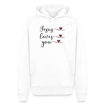 Jesus liebt dich süß Typografie mit Herz - Männer Premium Bio Hoodie - Weiß - Vorne - Nico (187cm)