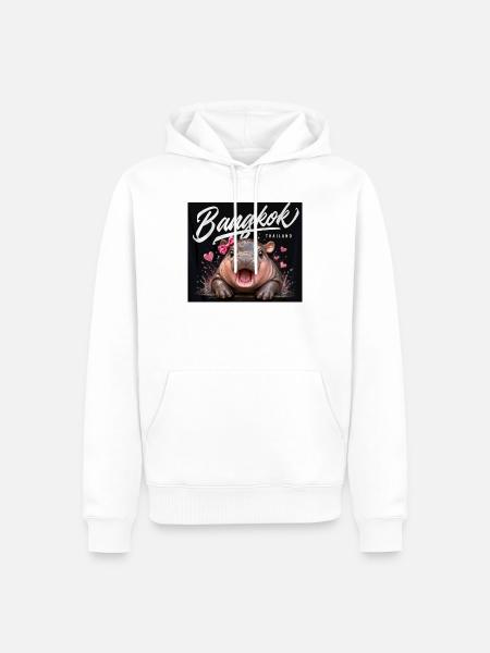 Bangkok Flusspferd mit Bogen - Männer Premium Bio Hoodie - Weiß