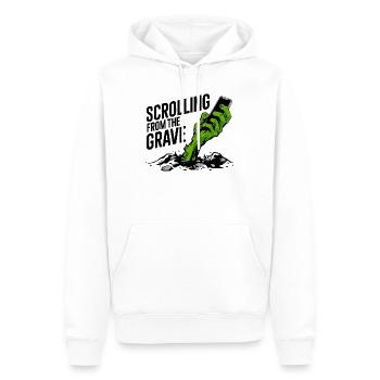 Vom Grab zum Scrollen - Männer Premium Bio Hoodie - Weiß - Vorne - Nico (187cm)