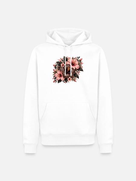 Leopard Hibiskus Fusion - Männer Premium Bio Hoodie - Weiß