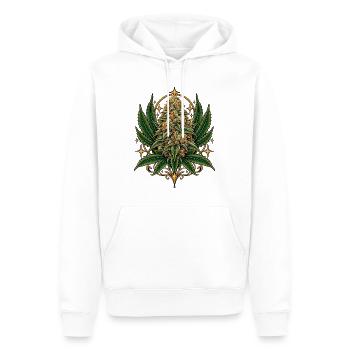 Goldene Krone Hanfblüte - Männer Premium Bio Hoodie - Weiß - Vorne - Nico (187cm)