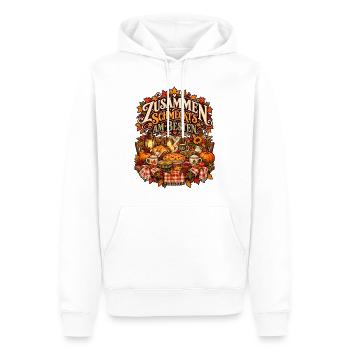 Gutes Essen, liebe Menschen - Männer Premium Bio Hoodie - Weiß - Vorne - Nico (187cm)