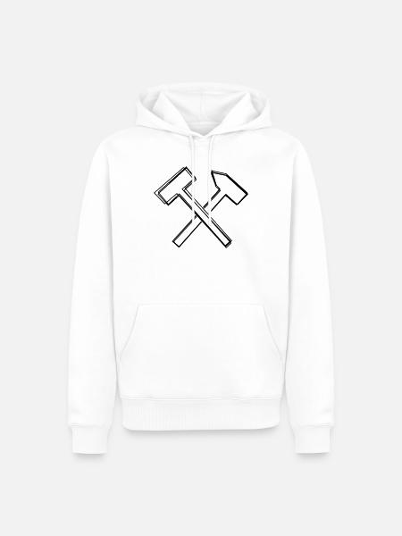 Schlägel und Eisen handgezeichnet - Männer Premium Bio Hoodie - Weiß