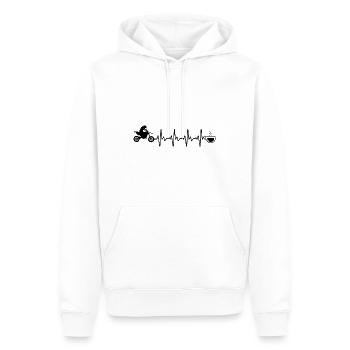 Heartbeat Coffee and Motorcycle - (MOTORCYCLE) (2) - Men’s Premium Organic Hoodie - white - Front - Nico (187cm)