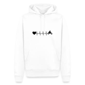 Heartbeat Heart and Motorcycle - (MOTORCYCLE) (2) - Men’s Premium Organic Hoodie - white - Front - Nico (187cm)