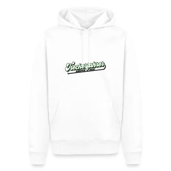 Farben änderbar | Treckerfahrer dürfen das - Männer Premium Bio Hoodie - Weiß - Vorne - Nico (187cm)
