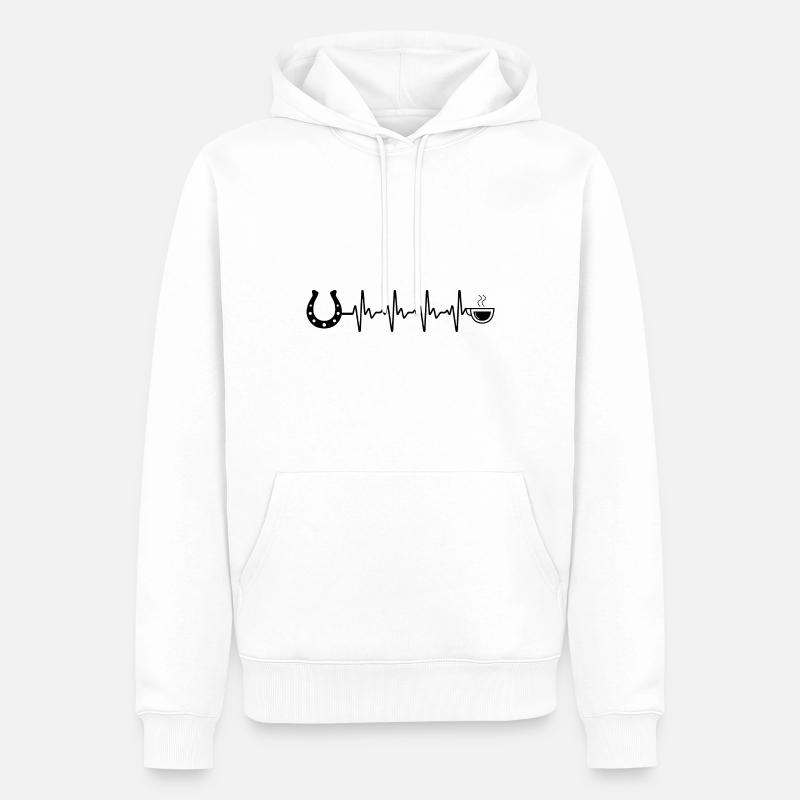 Heartbeat Café et Cheval - - Sweat à capuche Premium bio Homme - blanc