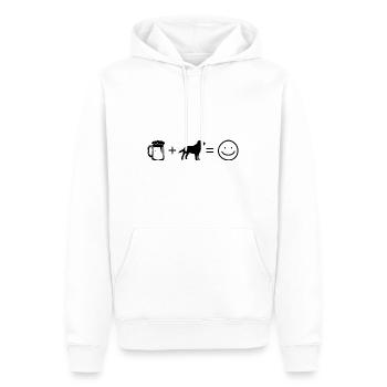 Bier Smile Face und Hund - - Männer Premium Bio Hoodie - Weiß - Vorne - Nico (187cm)
