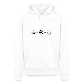 Kaffee Smile Face und Fußball - - Männer Premium Bio Hoodie - Weiß - Vorne - Nico (187cm)