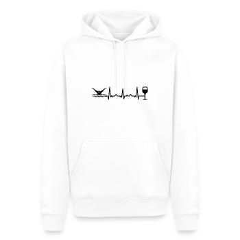 Vin heartbeat et natation - - Sweat à capuche Premium bio Homme - blanc - Devant - Nico (187cm)