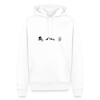 Cyclisme, montagne et bière - - Sweat à capuche Premium bio Homme - blanc - Devant - Nico (187cm)