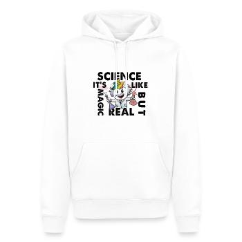 Funny Science Is Like Magic But Real Unicorn - Men’s Premium Organic Hoodie - white - Front - Nico (187cm)