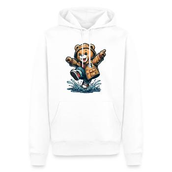 Teddy dansant sous la pluie 2 - Sweat à capuche Premium bio Homme - blanc - Devant - Nico (187cm)