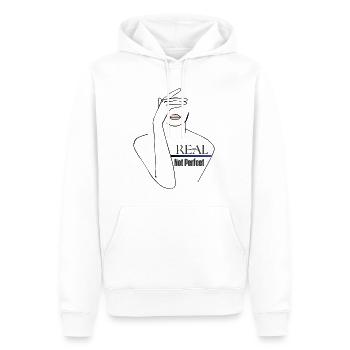 real not perfect - Sweat à capuche Premium bio Homme - blanc - Devant - Nico (187cm)