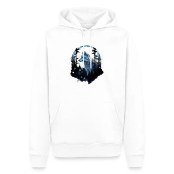 Weißer Wolf im Wald bei Vollmond - Männer Premium Bio Hoodie - Weiß - Vorne - Nico (187cm)