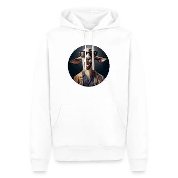 Chèvre gaie avec un grand sourire - Sweat à capuche Premium bio Homme - blanc - Devant - Nico (187cm)