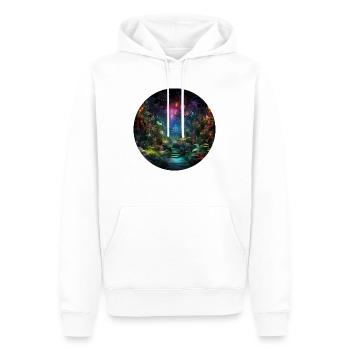 Dynamic Neon Journeys: Le monde de Neon Jungle - Sweat à capuche Premium bio Homme - blanc - Devant - Nico (187cm)