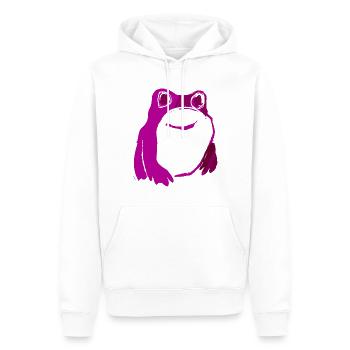 grenouille, rose, illustration, pochoir - Sweat à capuche Premium bio Homme - blanc - Devant - Nico (187cm)
