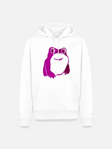 Frosch, pink, illustration, stencil - Männer Premium Bio Hoodie - Weiß