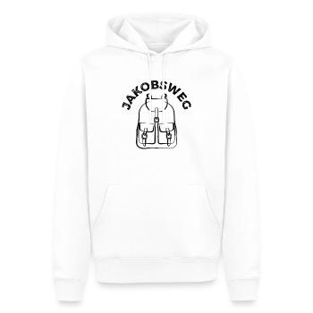 Jakobsweg - Wandern - Pilgern - Wanderer, Pilgerer - Männer Premium Bio Hoodie - Weiß - Vorne - Nico (187cm)