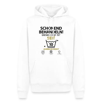 Chef Jubiläum Firmenjubiläum 10 Jahre Jähriges - Männer Premium Bio Hoodie - Weiß - Vorne - Nico (187cm)
