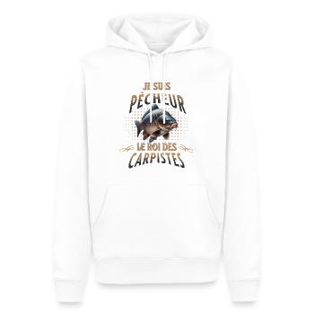 Pêche à la carpe, cadeau pour carpiste - Sweat à capuche Premium bio Homme - blanc - Devant - Nico (187cm)