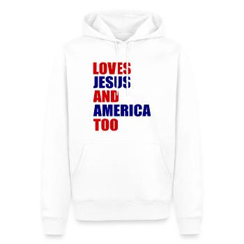 loves jesus and america too - Männer Premium Bio Hoodie - Weiß - Vorne - Nico (187cm)