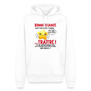 Départ Collègue Humour Pot De Départ Mutation - Sweat à capuche Premium bio Homme - blanc - Devant - Nico (187cm)